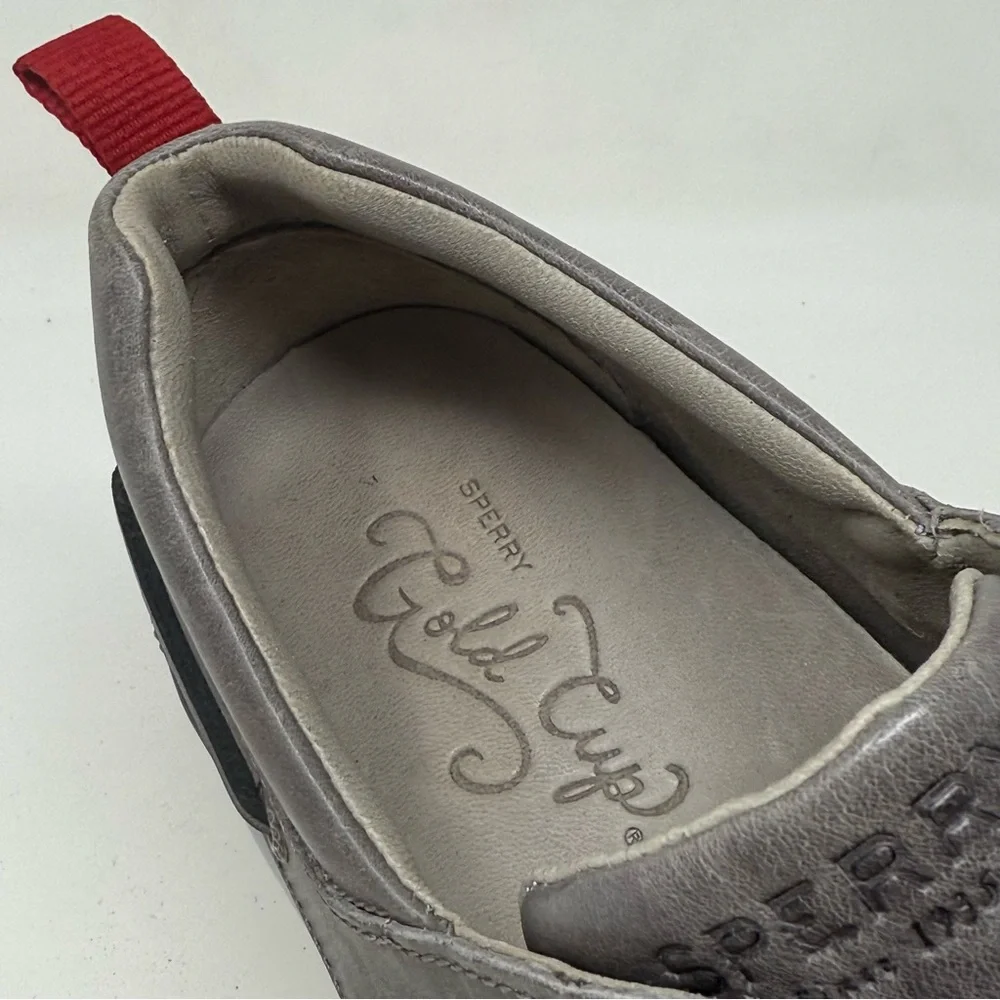 Sperry Gold Cup Victura 3 Eye Boat Shoes Mens 8.5 Gray Leather Casual Preppy